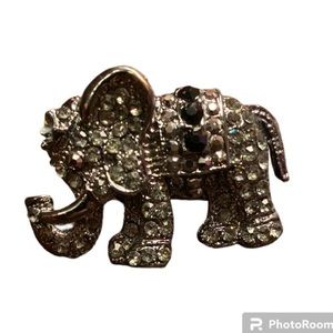 Elephant ring. Stretchy band. Silver and rhinestones.